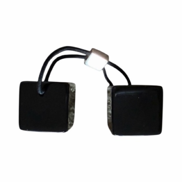 Louis Vuitton Crystal Monogram Hair Cube Tie Black Resin LV Logo - Picture 3 of 5